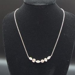 Stamped Solid Sterling Silver, Genuine Moissanite Necklace