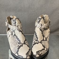Brass Plum Faux Snake Skin Studded Booties 