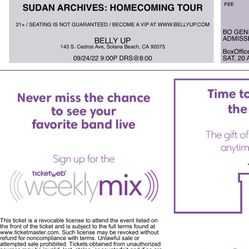 Sudan Archives @ Belly Up; Two Tickets 