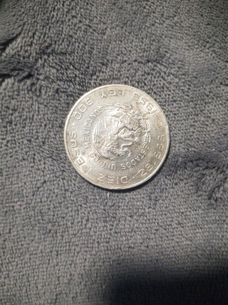 moneda de 10 pesos de 1956