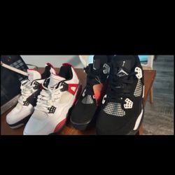 Jordan 4's Size 10 Red Cement And White Thunder 