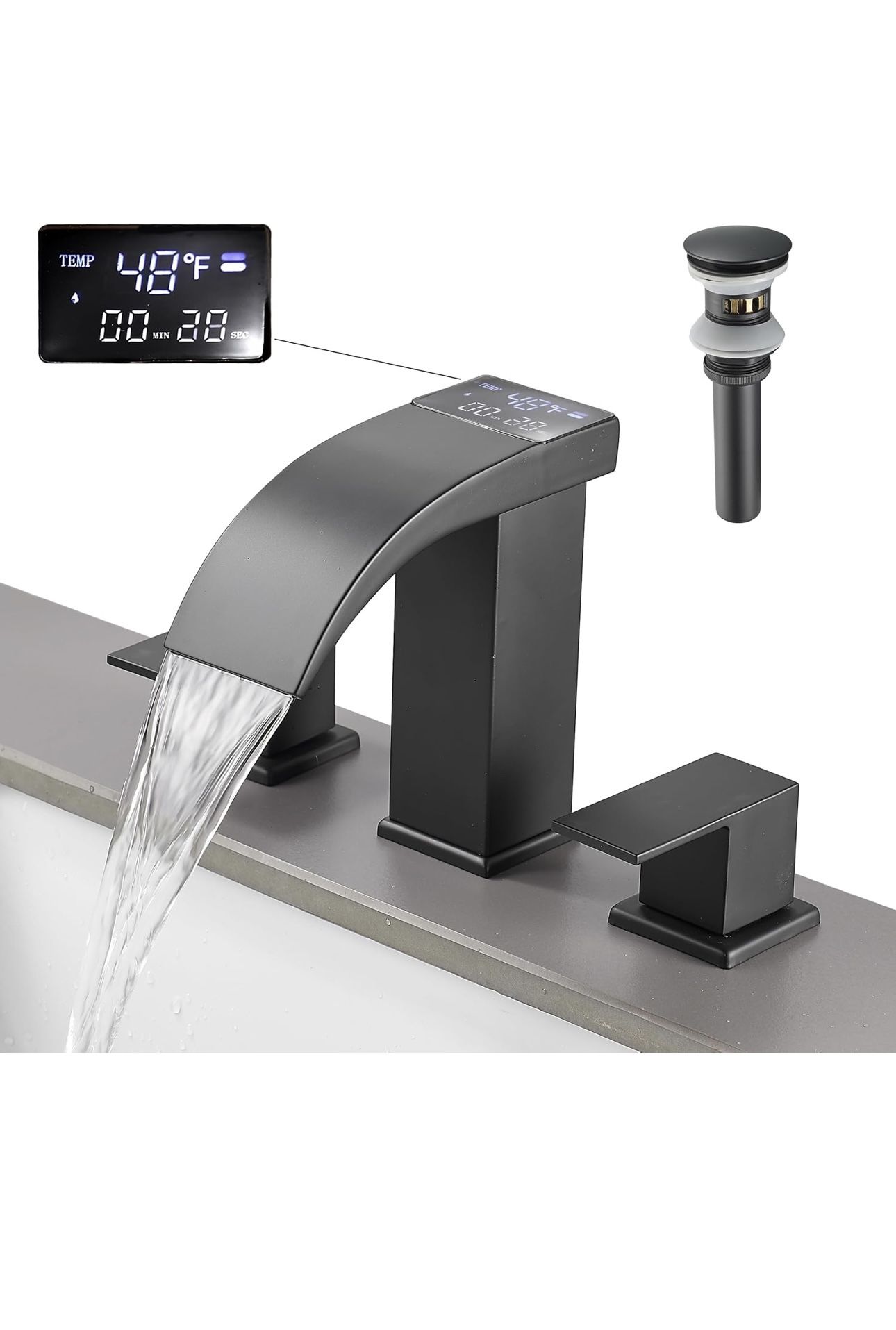 Bathroom Sink Faucet Bathroom Faucet 3 Hole Waterfall Bathroom faucets Bathroom Vanity Waterfall Faucet RV Bath Vanity Faucets for Sinks 3 Hole