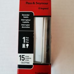 Pass & Seymour TM870-WCC10 Decorator Switch 15 Amps 1 Pole , White Finish, New .. Condition is "New". Installation instructions inside the box. Decor