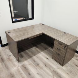 L-Shape Office Desks – Main Desk – $399 (no drawers) Optional File Drawer – $199  Keyboard – $49