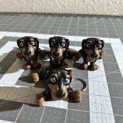 3D Printed Articulated Dachshund Dog Keychains 