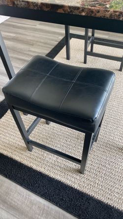2 Black Leather Barstools