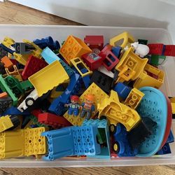 Lego Duplo Huge Lot Bin Of Bricks Vehicles Figures 