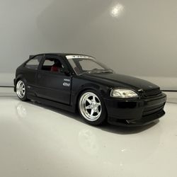 JADA TOYS JDM TUNERS 1997 HONDA CIVIC EK TYPE R BLACK 1:24 DIECAST USED