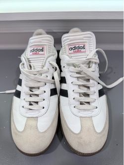 adidas Samba Men's White Black Gum Low Top Lace-Up Leather Suede Sneakers. Size 8