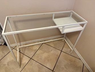White Metal and Glass Top Desk