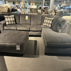Gray 2PC Chaise Sectional Couch 