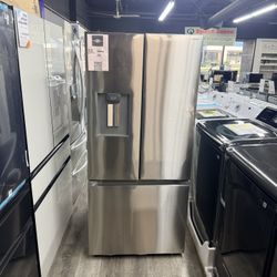 Samsung - 22 cu. ft. 3-Door French Door Smart Refrigerator 30”(width)  with External Water Dispenser - Stainless Steel