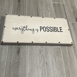 "Everything is Possible" Fabric Wrapped Wall Art with Nailhead Trim