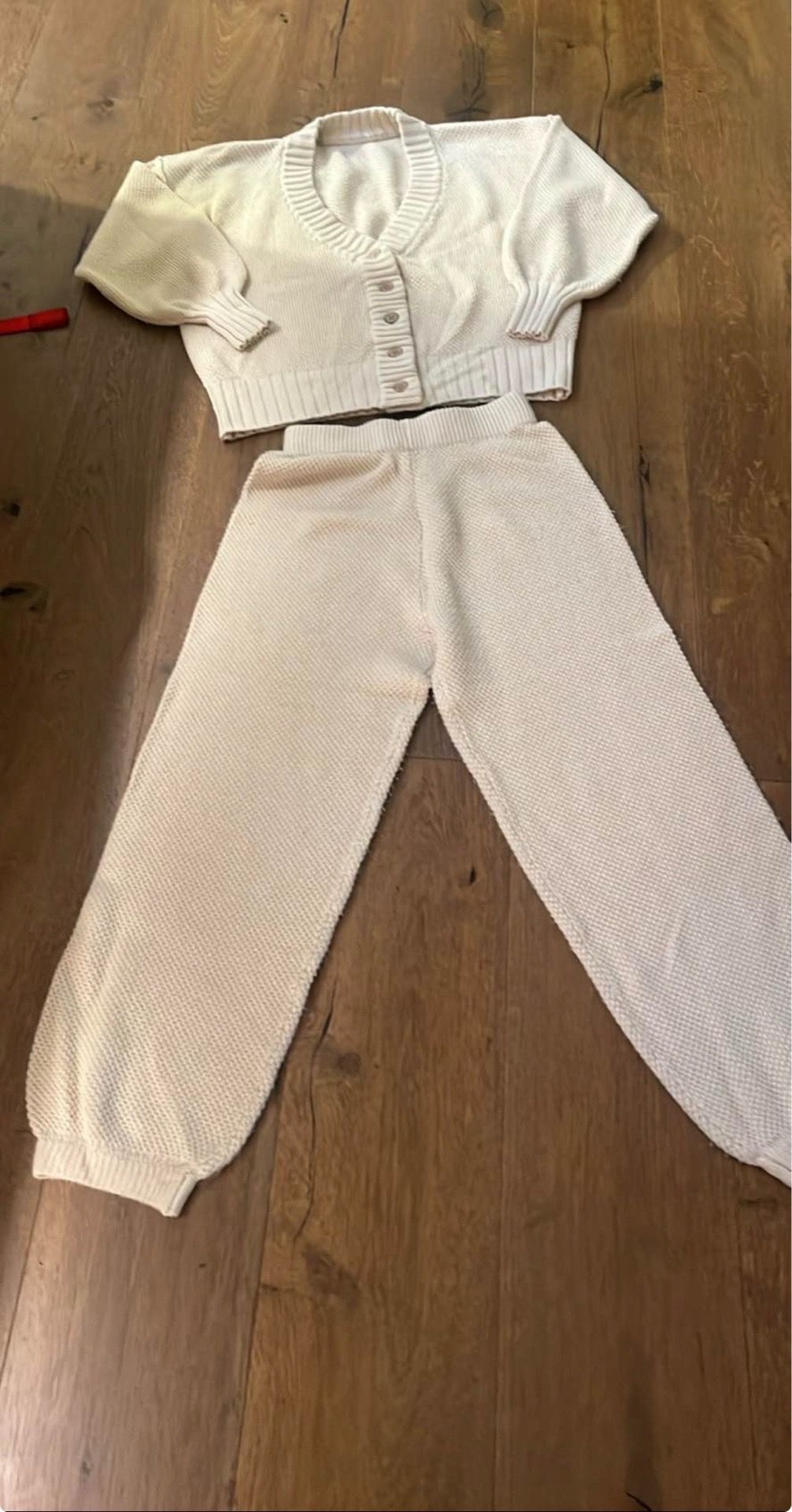 Free People Inspired Cream Knit 2-Piece Lounge Set – Size Small