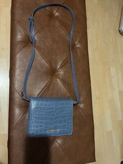 Nine West Blue Croc-Embossed Crossbody Bag