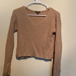 Brown Knitted Sweatshirt Top