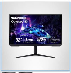 Samsung 32-Inch Odyssey G3 (G30D) Series FHD Gaming Monitor, 1ms, 180Hz, AMD FreeSync, Adjustable Stand, Black Equalizer, Virtual Aim Point, Eye Saver