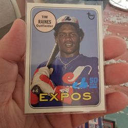 Tim Raines Montreal Expos '19 Topps Archives Blue 50 Anniversary Serial Number 59/150 Baseball Card 