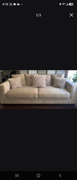 Beige Velvet Sofa set with Nailhead Trim