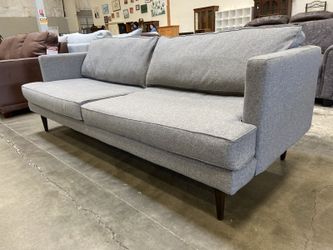 JOYBIRD Preston MCM Inspired Grey Sofa with Tapered Wooden Legs