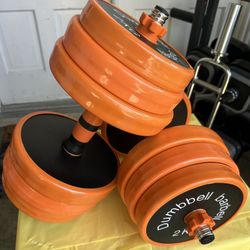 New 66 Pounds Dumbbells Each  33 Pounds Each they come with an extra bar so you can connect them and work out for your chest