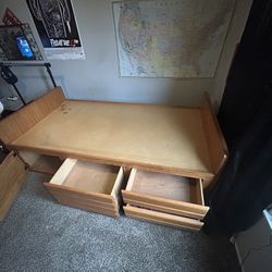 Twin Size Bedframe With Drawer Storage 