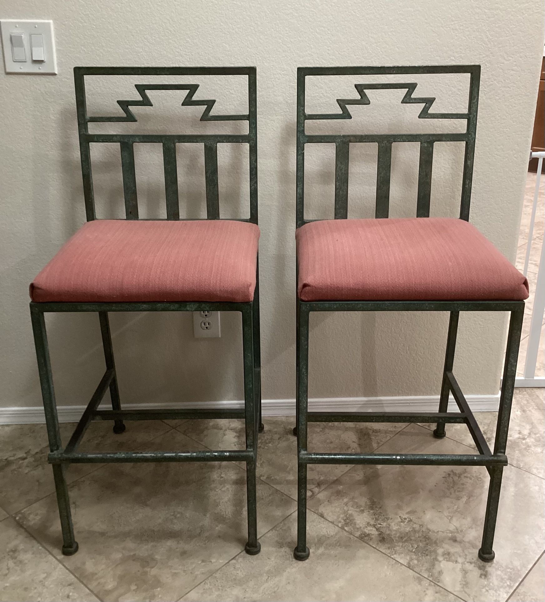 2 Wrought Iron Bar Stools