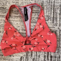 Pink Sports Bra, Pink Floral Pattern