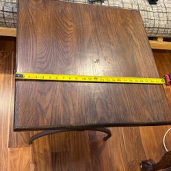 Wood And  Wrought Iron Side Table 