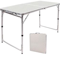 RedSwing 4 Feet Folding Camping Table Adjustable Height, Lightweight Portable Aluminum Frame Table f