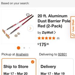 Zipwall 20 Pole Set Of 5