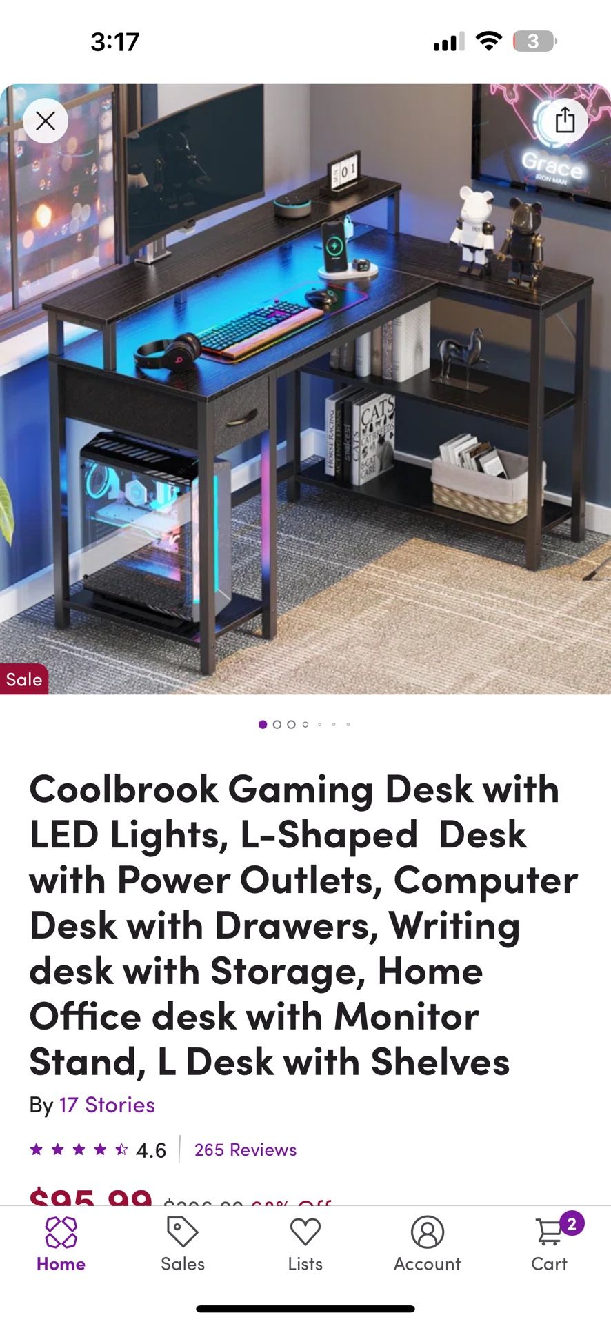 Gaming Desk, Grey/black