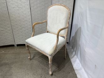French Style Faux Bois Carved Cream Chair