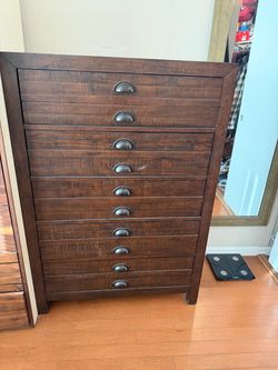 Dark Wood Double Dresser with Cup Pulls