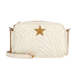 Stella McCartney White Python Embossed Faux Leather Star Crossbody Bag