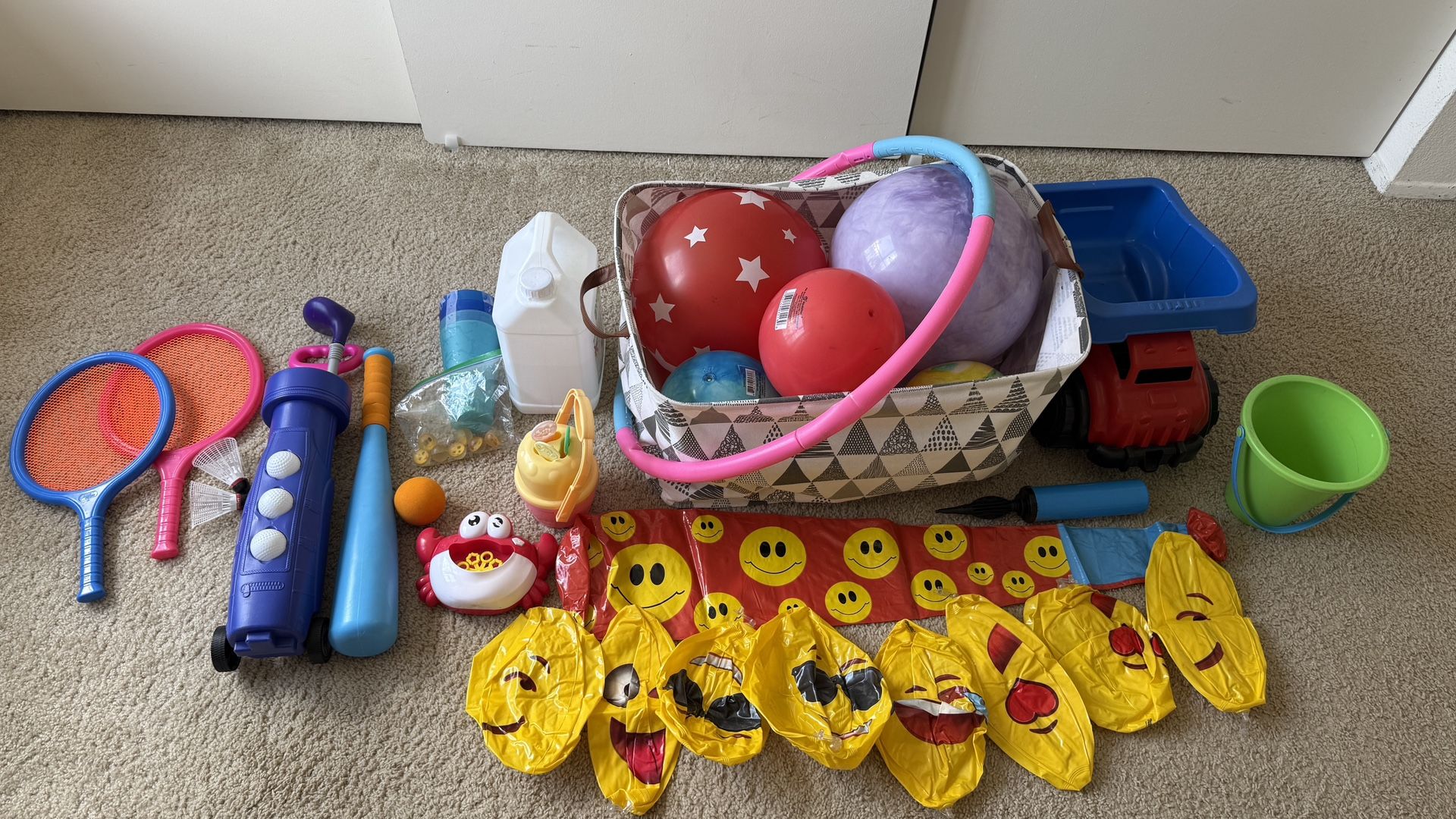 Toddler Toys - Shape puzzle, Bubble, Balls, Hula hoop, badminton kit and many other items