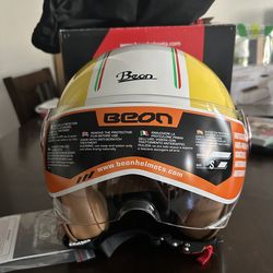 BEON B-110 Retro Open Face Motorcycle Helmet – Yellow Size S