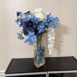Flower Arrangement With Vase Blue