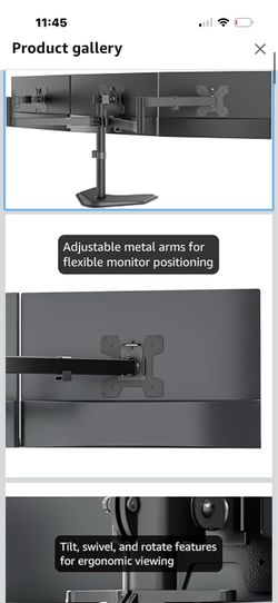 WALI Triple Monitor Stand, Free Standing Three LCD Monitor Fully Adjustable Desk Mount Fits 3 Screens up to 27 inch, 22 lbs Weight Capacity per Arm (M