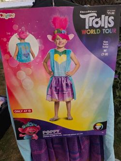 Trolls Poppy Deluxe girls Costume Size M (7-8)