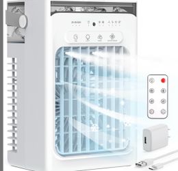 Portable Air Conditioners, Air Cooler Evaporative Pe  Mini AC With Remoter, 4 Wind Speed, 2-4-6H Timer, 2 Modes, Colorful Night Light, Portable AC For