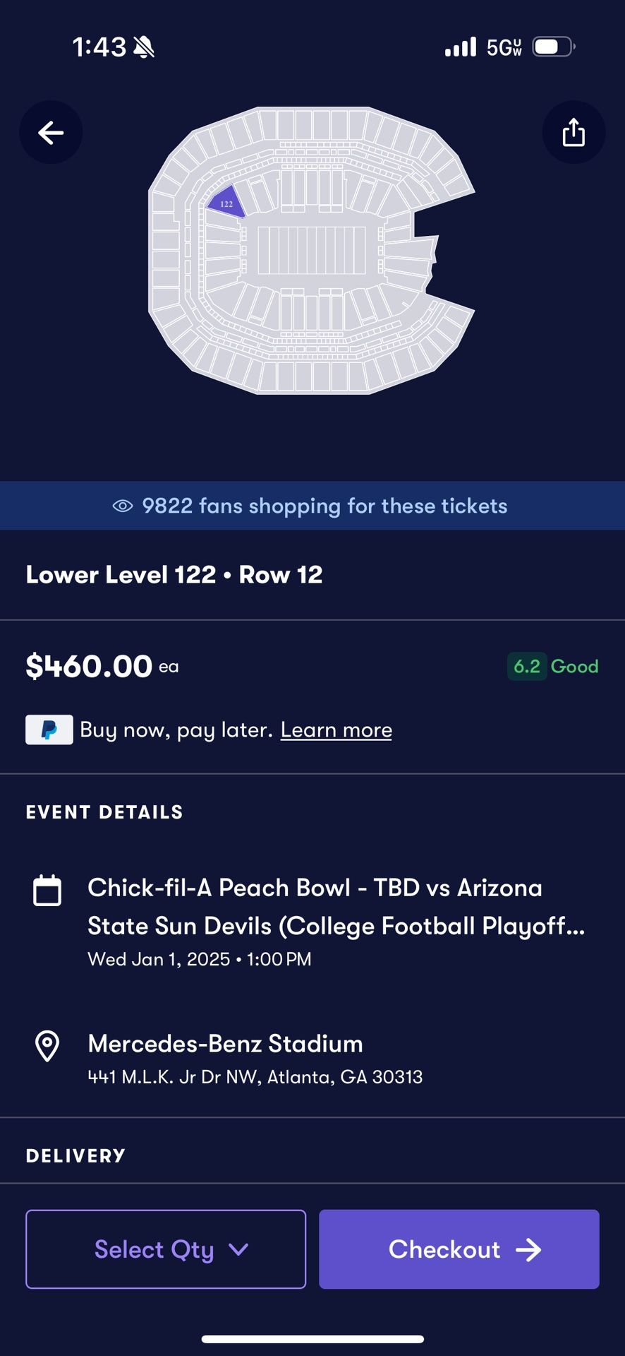 PEACH BOWL TICKETS!!!!!