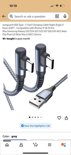 Wholesale USB Charger Type C 2 Pack 6ft