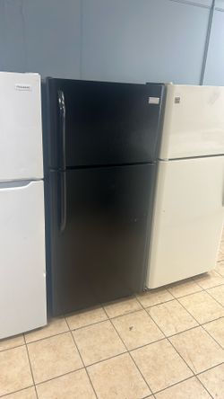 Black Fridge And 5 Burner Gas Stove