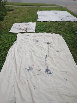 Have painters drop cloths...canvas 9x12...9x8..and a 4x5