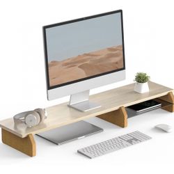 🔥Brand new In Box 🔥42.5 Inch Monitor Riser Desktop Oraganizer Stand for 2 Monitors,Desktop Organizer with Eco Cork Legs for Computer,Laptop,Printer,
