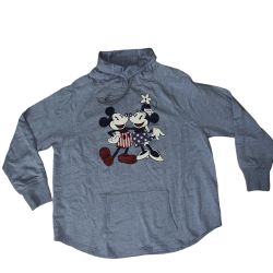 Disney Parks Authentic XXL Mickey & Minnie Patriotic Mock Neck Sweatshirt NWT