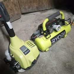 Ryobi Cordless Compressor & Gas Weedwackers 