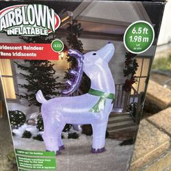Gemmy LED Airblown Inflatable Iridescent Reindeer Christmas 6.5 Ft Tall