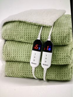 Blunique QUEEN Electric Heated Blanket with Dual Controllers